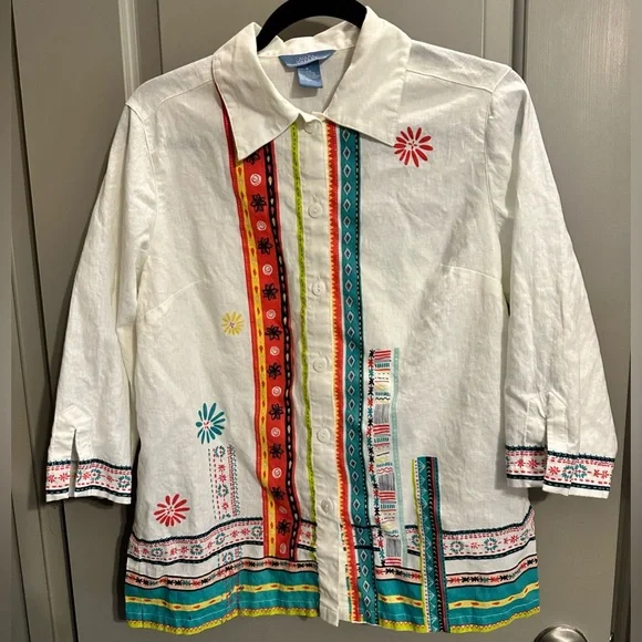 Napa Valley Size S Linen/Cotton Short Sleeve Button Down Shirt EUC - Picture 1 of 7